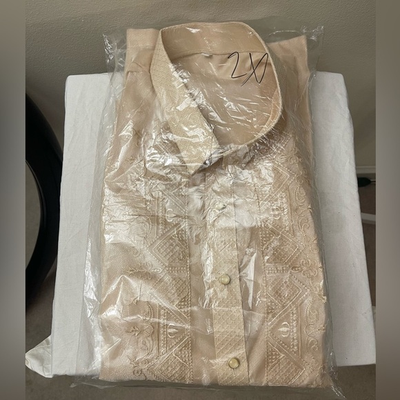 Modern Contemporary Barong Tagalog Attire in Beige Sports Collar - Picture 7 of 7